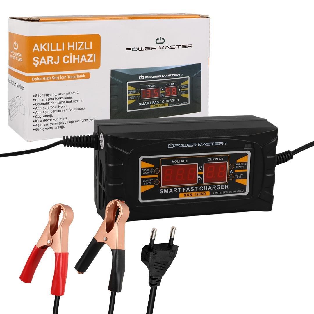 Powermaster SON-1206D 12 Volt 6 Amper Dijital Göstergeli Akıllı Akü Şarj Cihazı