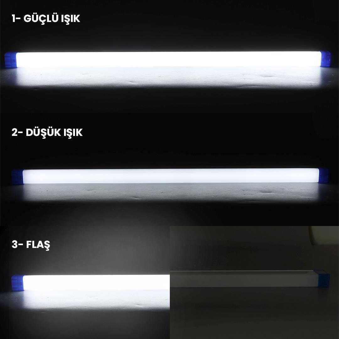 PowerMaster T550 50cm 60W Çubuk Portatif LED Işıldak Şarjlı Tüp Lamba 1500mAh