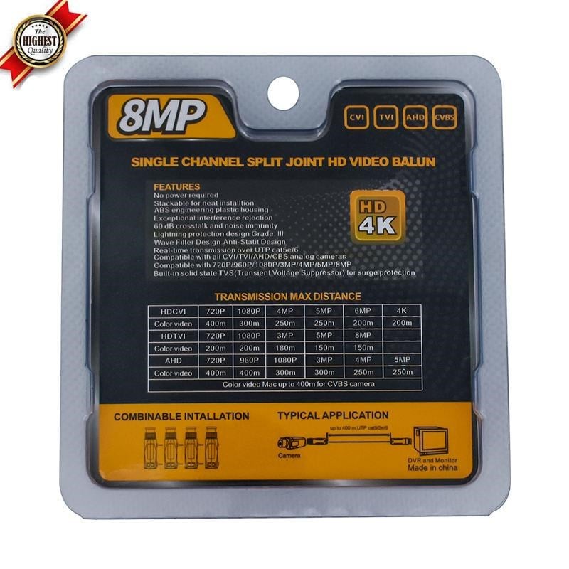 Powermaster 8MP 1080P 2KV 250-400 Metre HD-TVI-CVI-AHD-CVBS HD Video Balun PM-3889