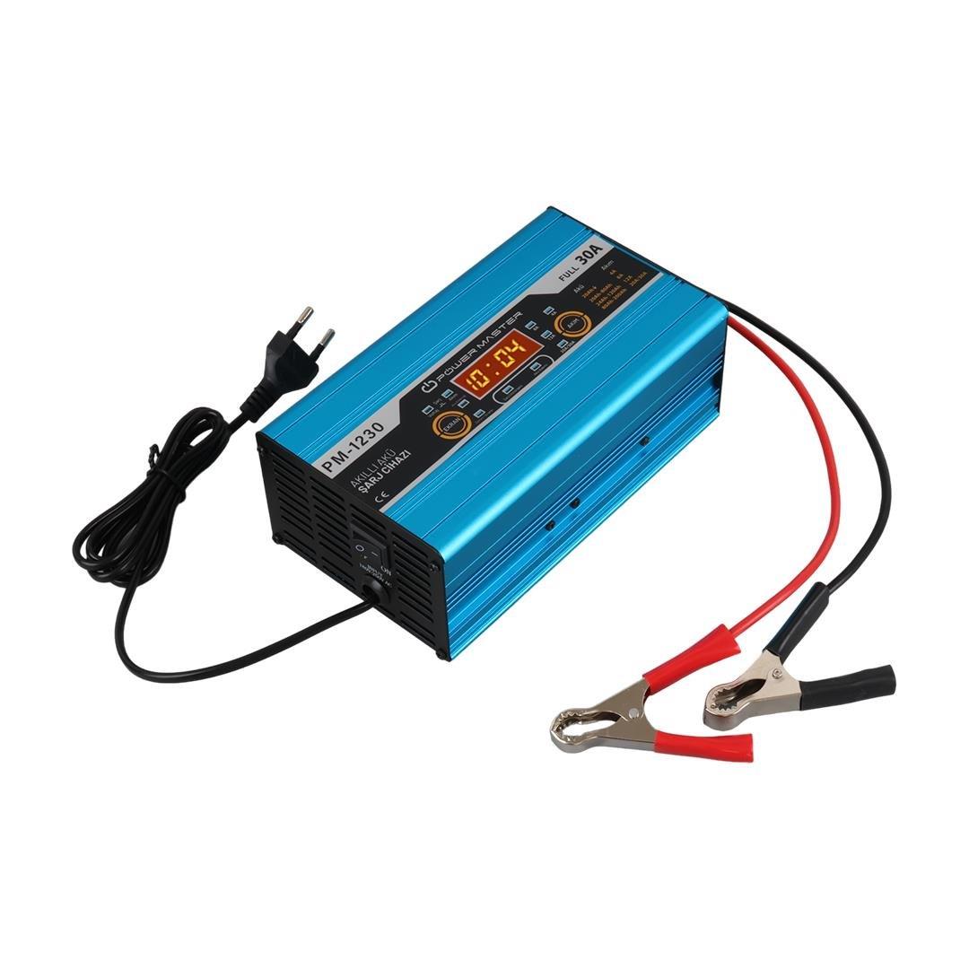 Powermaster PM-1230A 12 Volt 30 Amper LCD Ekranlı Akıllı Akü Şarj Cihazı