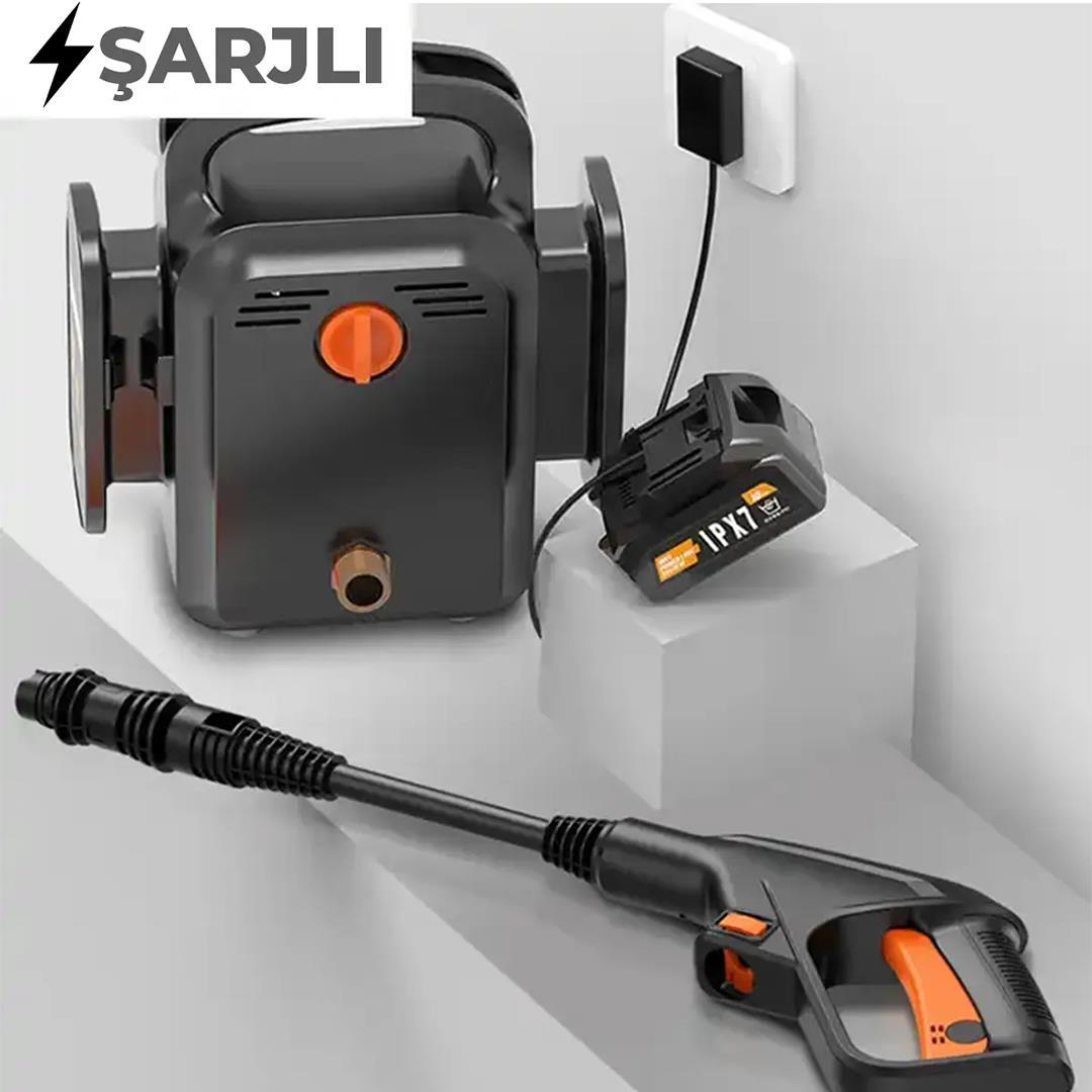 PowerMaster PM-24688 Pratik Yüksek Basınçlı Araç Yıkama Makinesi 13 Litre 80 Bar 30.000mah 350 Watt