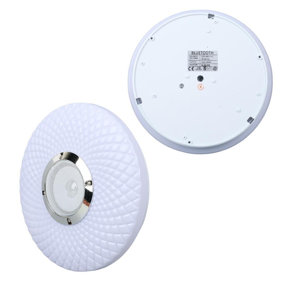 Powermaster PM-27329 Beyaz 30*6 Cm 24 Watt Bluetooth Hoparlörlü Tavan Aydınlatma (AL-BL302) Tornavida Hediyeli