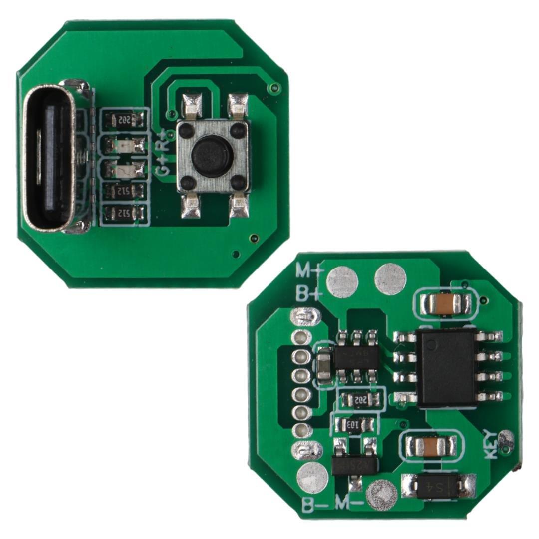 Powermaster PM-28746 Type-C Girişli Lityum Batarya Şarj ve Koruma Modülü Buton Kontrollü El Feneri Devresi