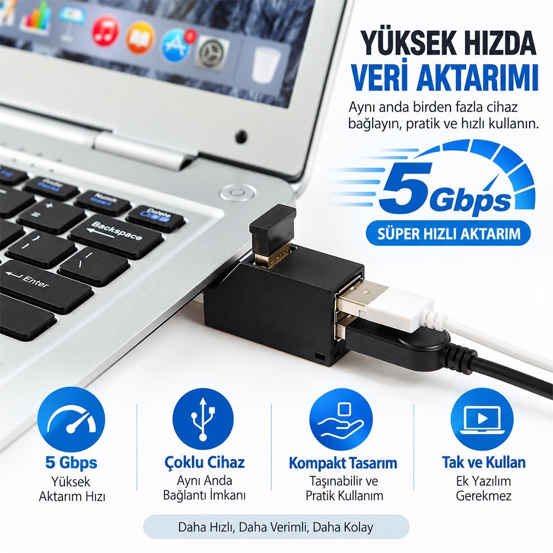 Powermaster PM-38399 3 Portlu USB 3.0 Çoklu Dönüştürücü Hub Çoklayıcı