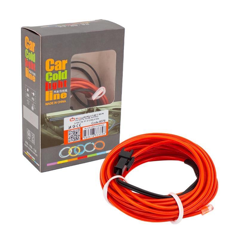 Powermaster PM-6076 5 Metre 5 Volt USB Adaptörlü Neon Kırmızı İp Aydınlatma
