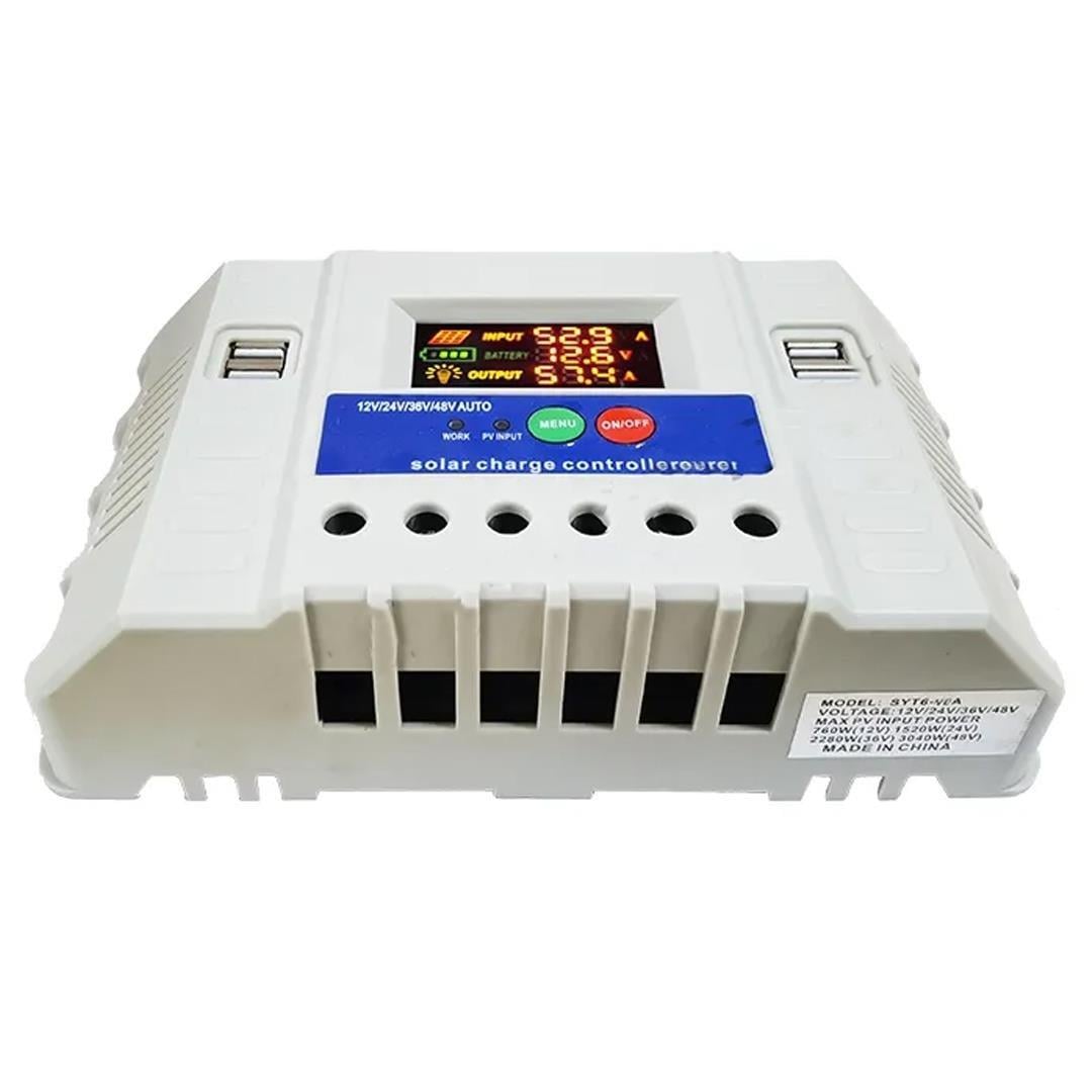 Powermaster PM-60A 12V-24V-36V-48V 60 Amper 4 USBli Dijital Otomatik Solar Şarj Regülatörü
