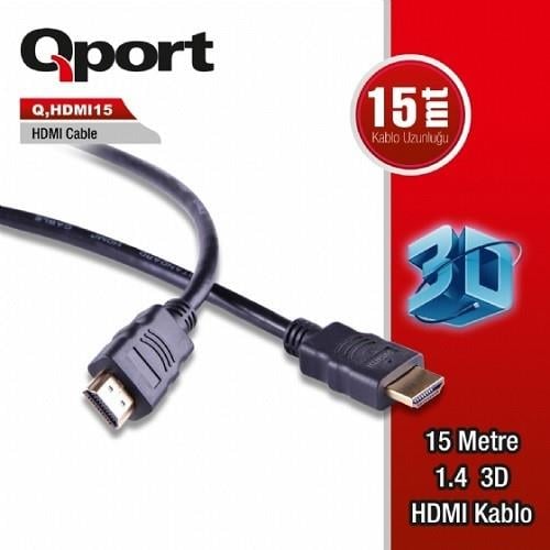 QPORT 15metre Q-HDMI15 HDMI Kablo 3D Gold 1.4v
