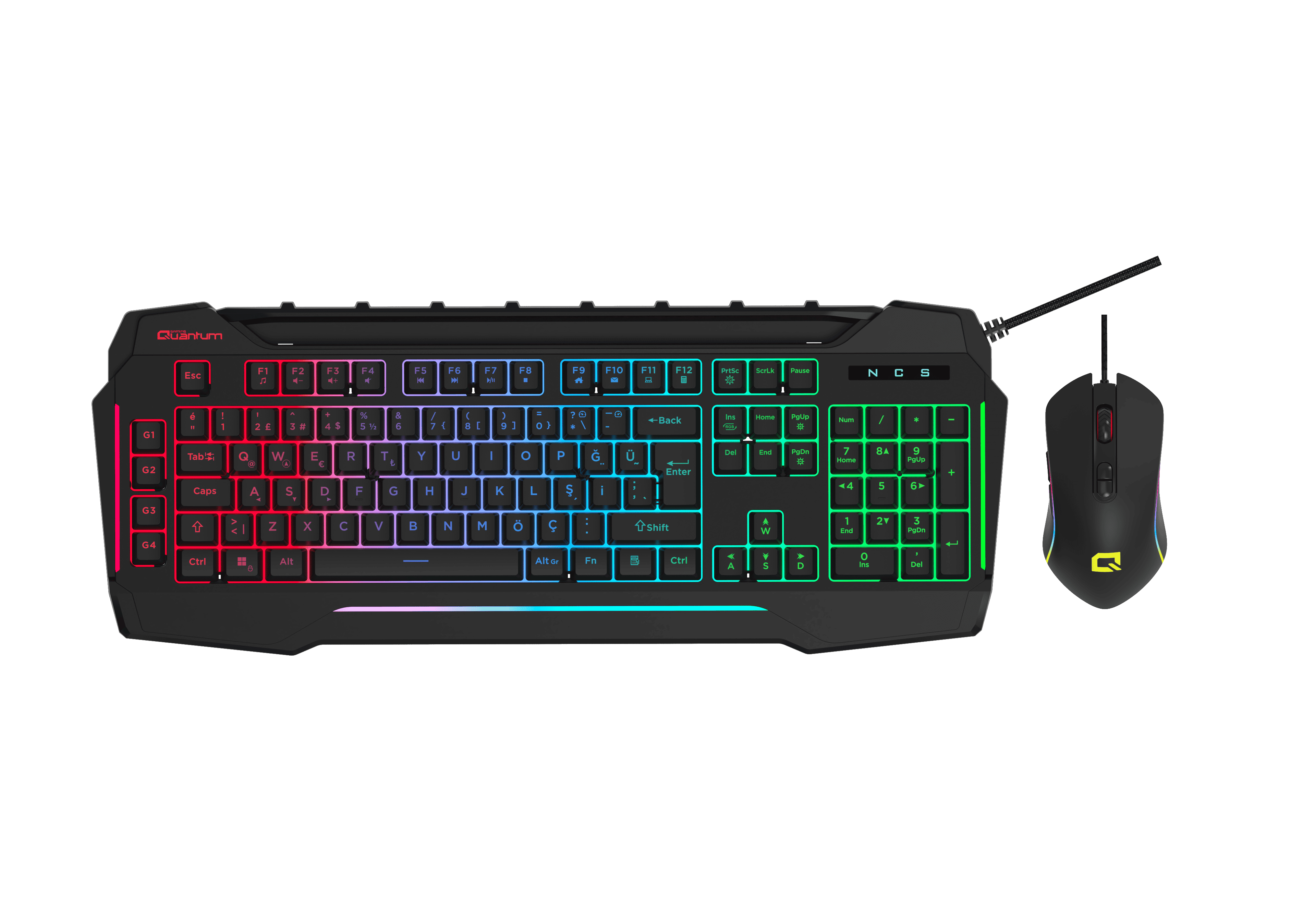 QUANTUM DualStrike Kablolu USB Q Trk RGB Gamıng Klavye -  Mouse Set