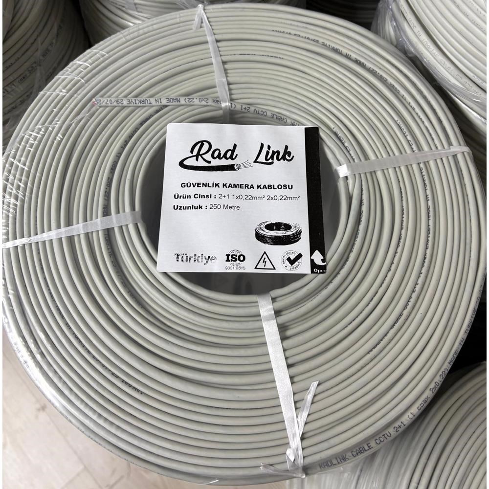 RADLINK 2+1 1x0,22mm  Mini Coax 2x0,22mm   (CCA) 250'LİK KAMERA KABLO - CABLE
