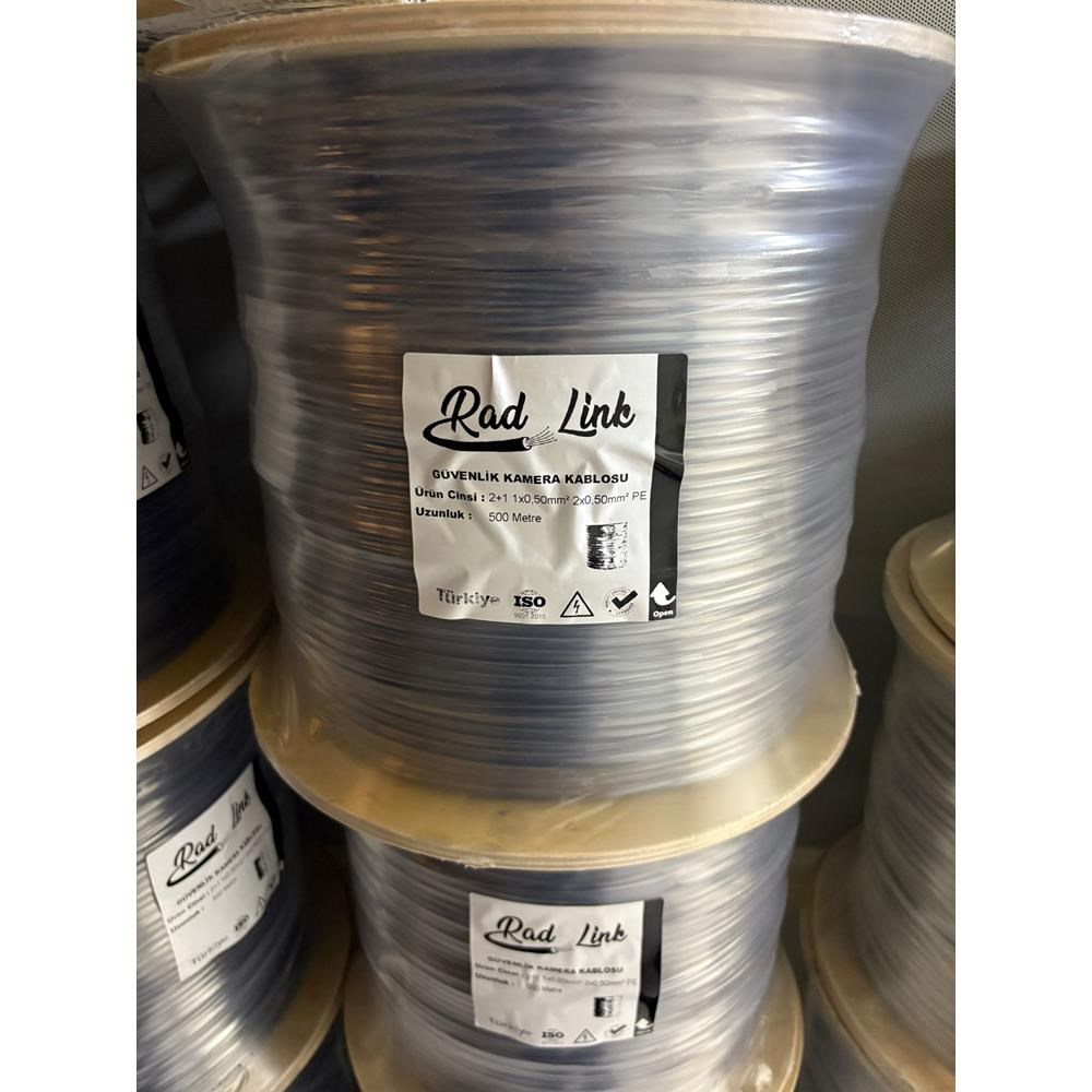 RADLINK 2+1 1x0,50mm  MİNİ Coax 2x0,50mm  (CCA/HV) 500'LÜK KAMERA KABLO - DIŞ ORTAM CABLE