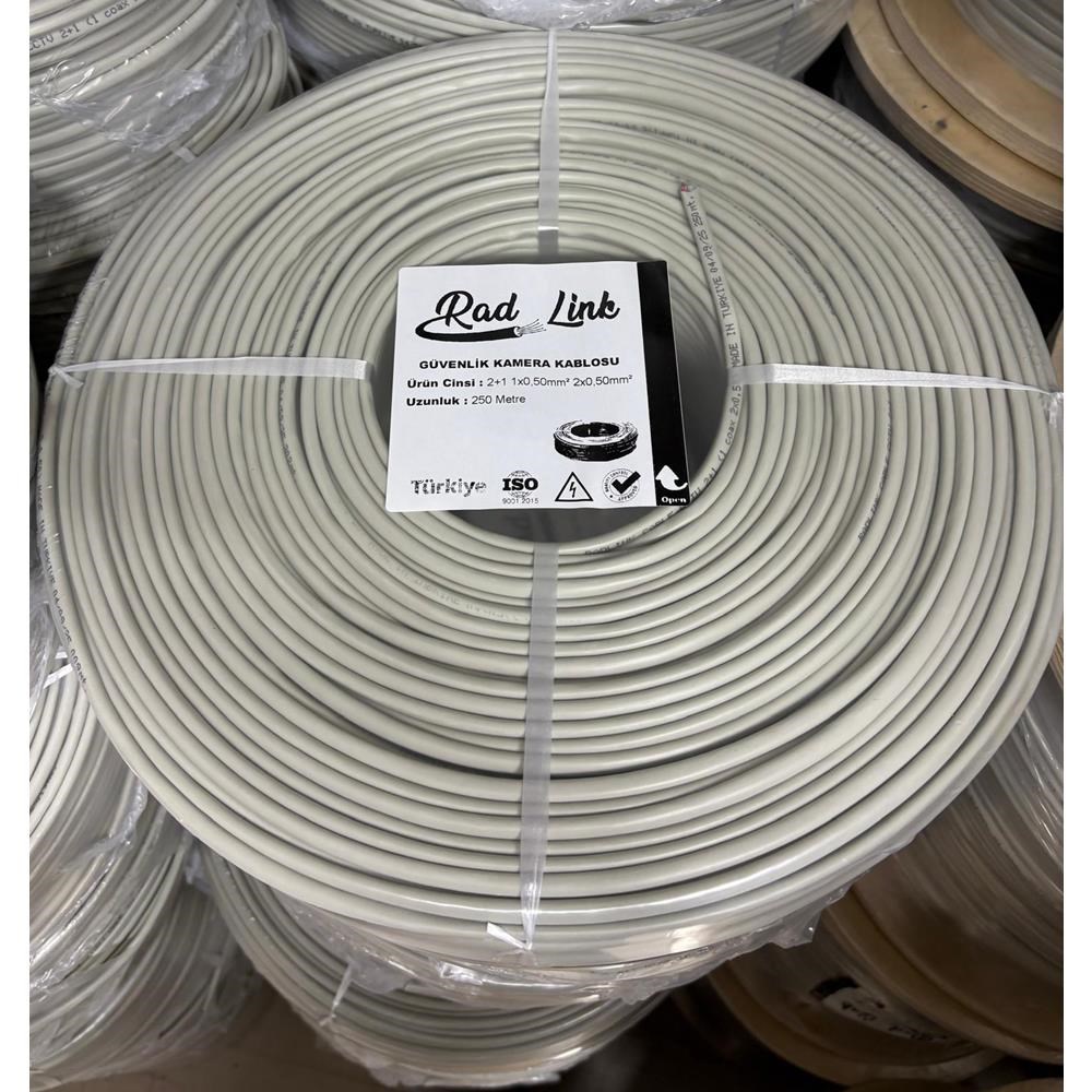 RADLINK 2+1 1x0,50mm  Mini Coax 2x0,50mm   (CCA) 250'LİK KAMERA KABLO - CABLE