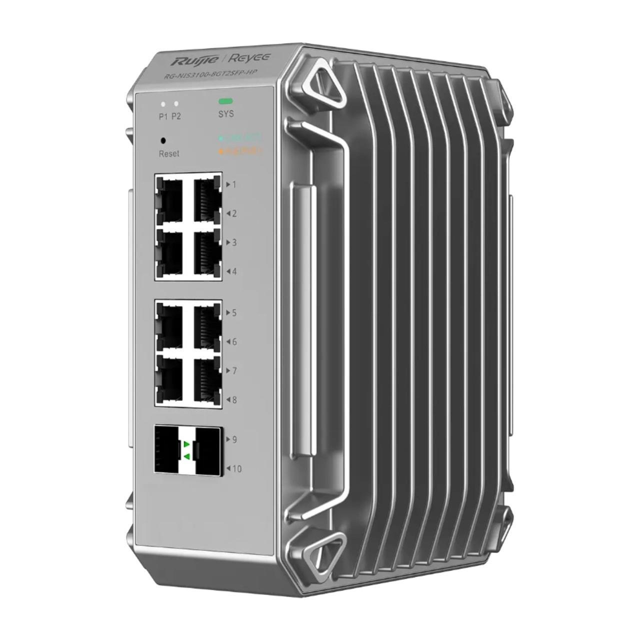 RUIJIE REYEE NIS3100-8GT2SFP-HP 8 PORT 10/100/1000 8 PORT POE 2 X SFP 240 WATT RUJIE CLOUD YONETILEBILIR ENDÜSTRİYEL SWI