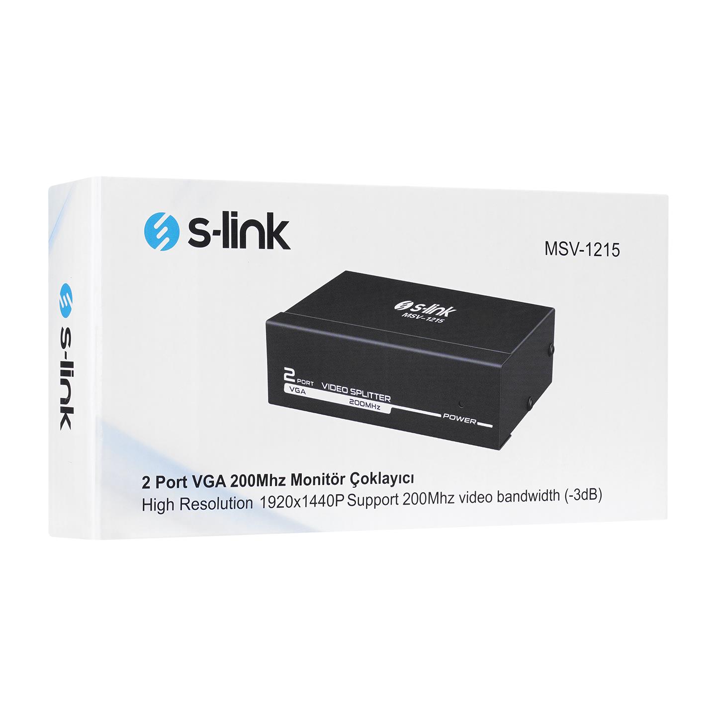 S-LINK MSV-1215 2 Port VGA Monitör Çoklayıcı (150 MHZ)