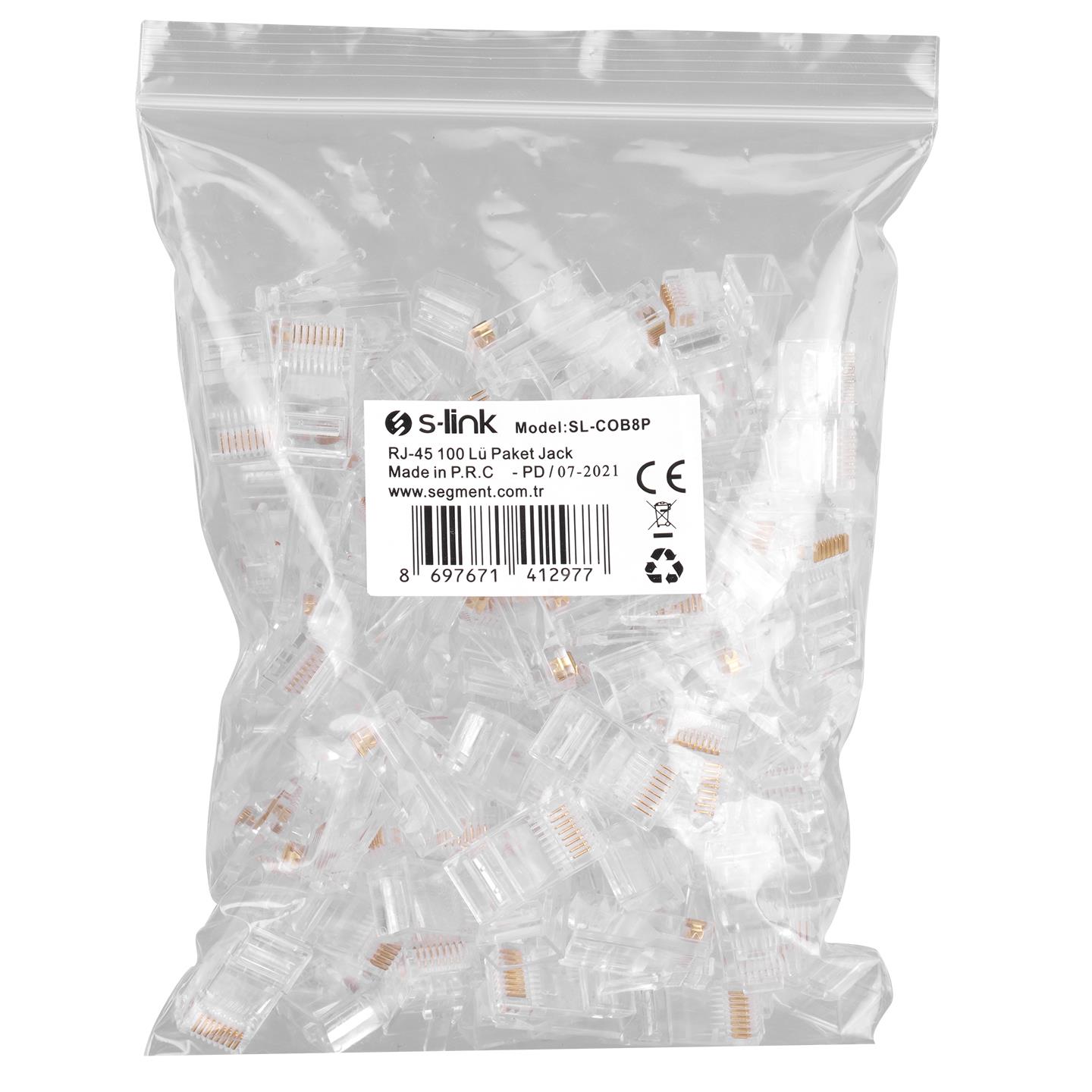 S-LINK SL-COB8P CAT5 UTP Plastik Konnektör 100 lü paket