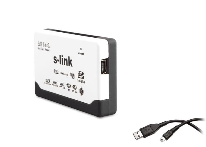 S-LINK SLX-A62 TF+M2 USB Harici Beyaz Kart Okuyucu