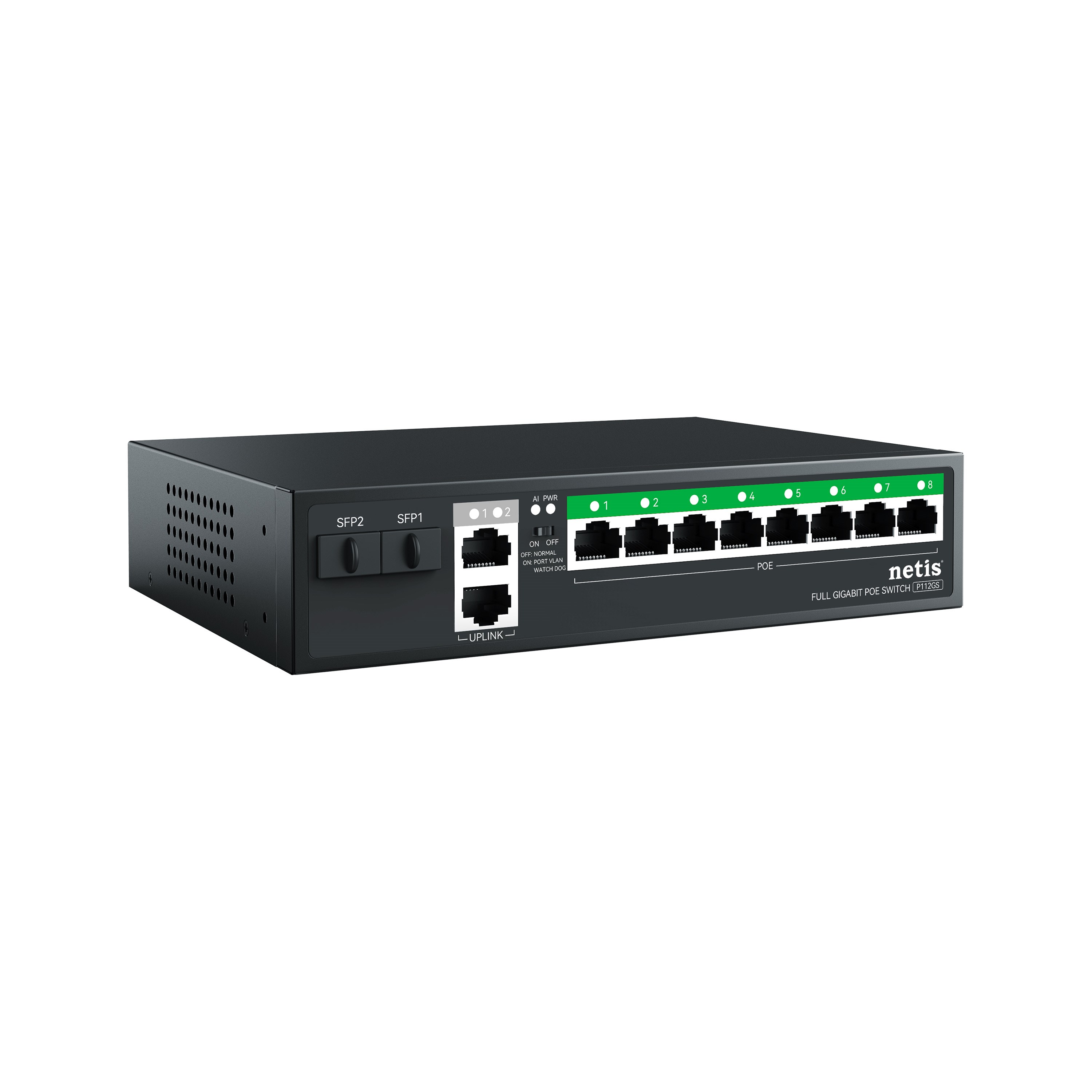 STONET P112GS 12 Port Gbit 8 port poe 120W 2xGbit+2xSFP Uplink Yönetilemez Metal Kasa Switch