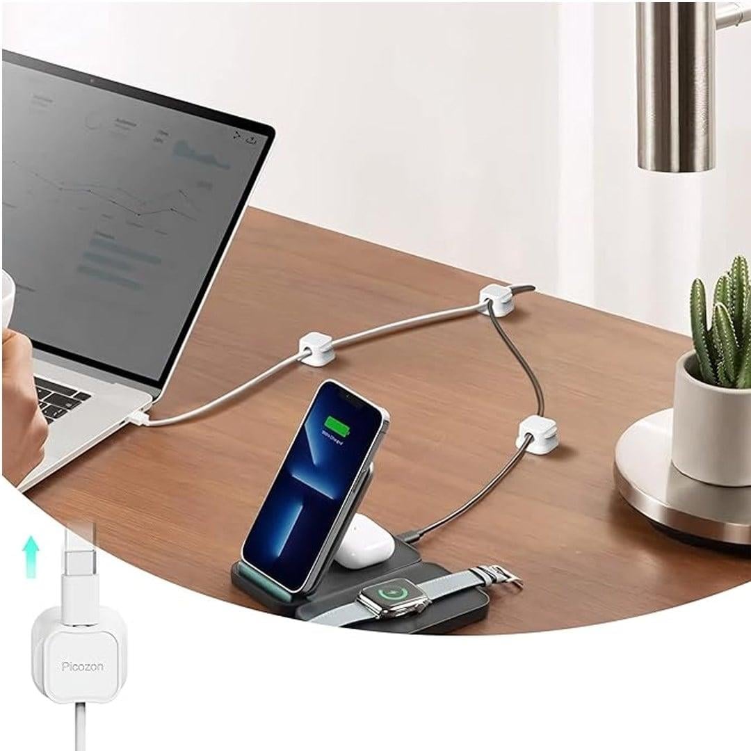 Sunup SN-29136 Manyetik 6lı Kablo Tutucu  Düzenleyici Organizer Klips Beyaz