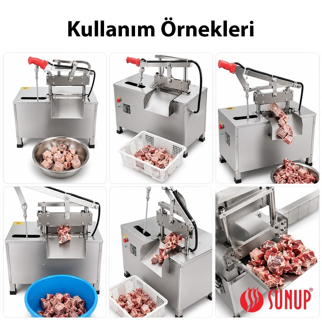 Sunup SN-30982 Otomatik Kemik ve Et Kesme Makinesi Gıda Sınıfı Paslanmaz Çelik Endüstriyel Giyotin Dilimleyici