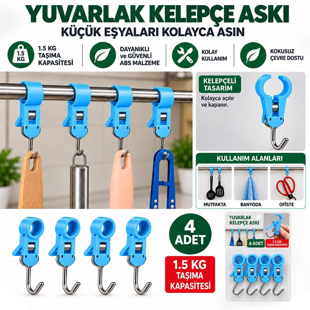 Sunup SN-38119 Yuvarlak Kelepçe Askı 80x12x18mm 4lü Paket