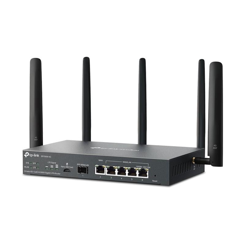 TP-LINK OMADA ER706W-4G AX3000 1XGIGABIT SFP WAN/LAN PORT 1XGIGABIT RJ45 WAN PORT 4XGIGABIT WAN/LAN RJ45 VPN ROUTER