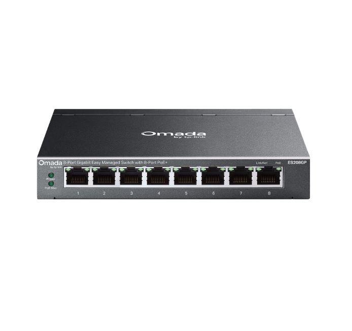 TP-LINK OMADA ES208GP 8 port Gbit 8 Port PoE+ 64W Desktop Yönetilebilir Çelik Kasa Switch