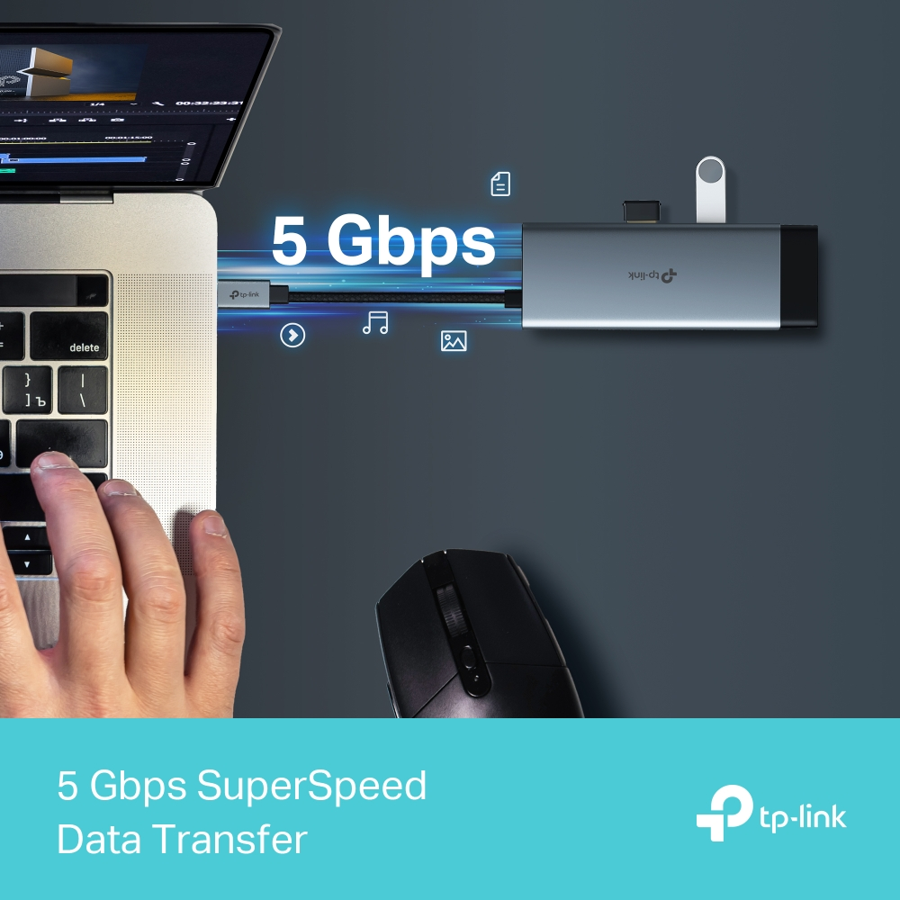 TP-LINK UH6120C TYPEC 6port Hub 4K60Hz 100W PD