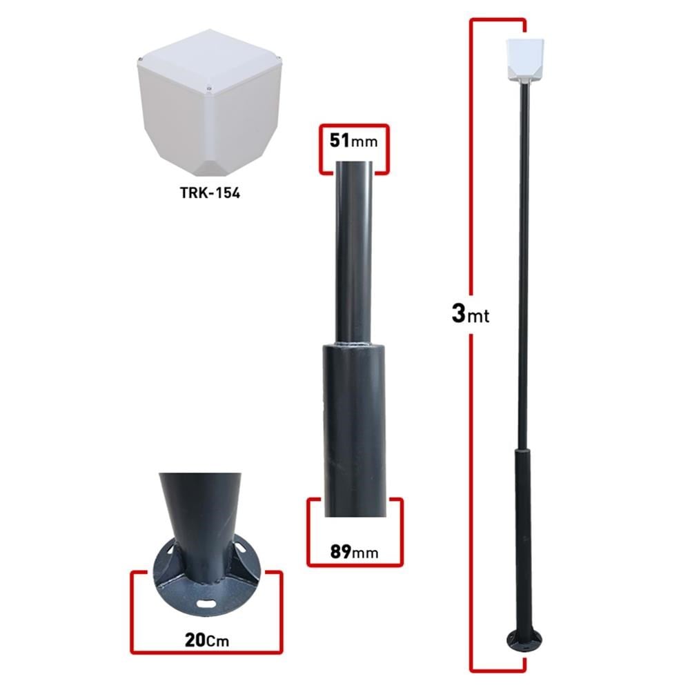 TRK-300-X+154 / 3 Mt (89x51x2MM) Metal Direk + TRK-154 Küp ile Birlikte ( 7016 Düz Mat Antrasit Fırın Boyalı )