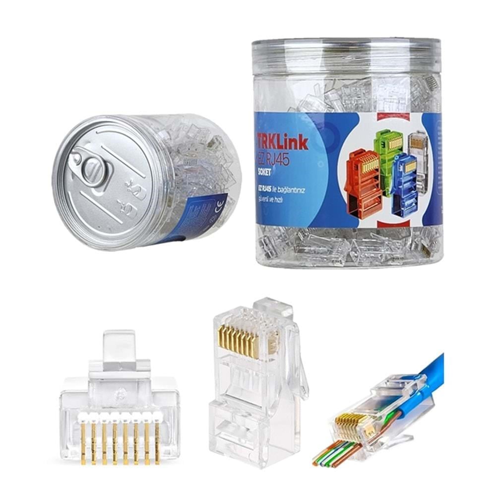 TRKLink TRK-EZ-RJ45-Ş KONNEKTÖR (ŞEFFAF) 100 'lü PAKET TRK-N