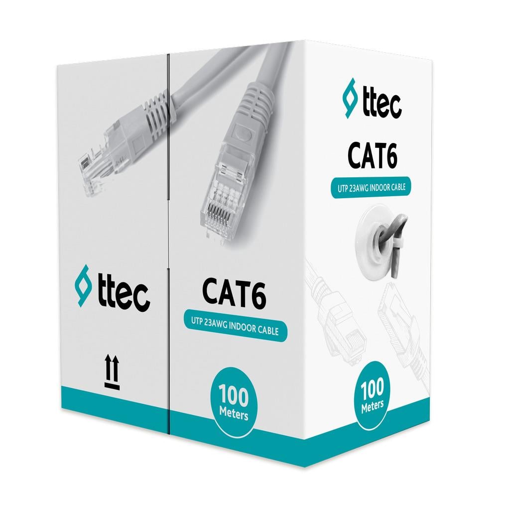 TTEC KBL-CAT6-23CCA/IN100G 100MT U/UTP CAT6 NETWORK PVC KABLO GRI CCA 0.55MM