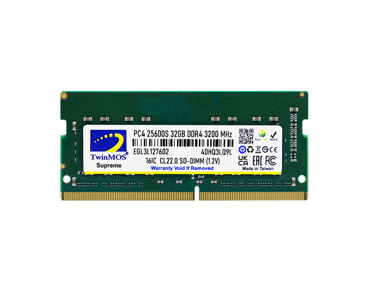 TWINMOS 32GB DDR4 3200MHZ NOTEBOOK RAM VALUE MDD432GB3200N