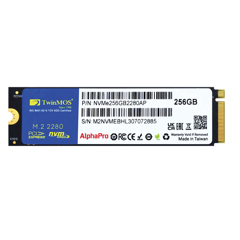 TWINMOS NVMe256GB2280AP AlphaPro M.2 256GB (3600/3250MB/s) PCIe + NVMe (3D NAND) SSD Disk (22x80MM)