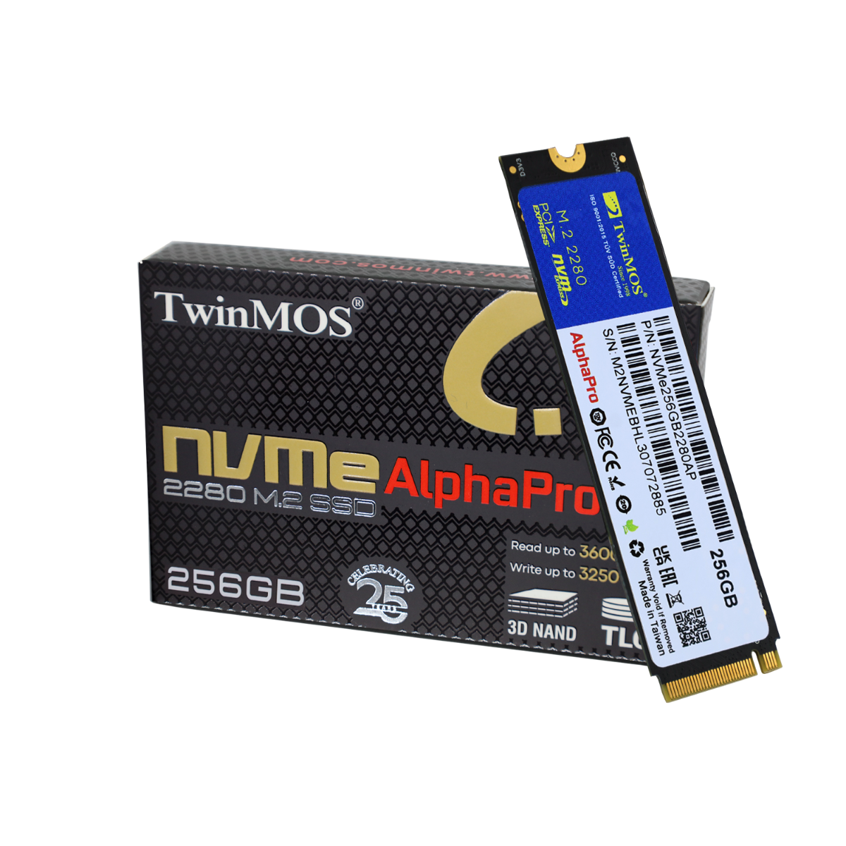 TWINMOS NVMe256GB2280AP AlphaPro M.2 256GB (3600/3250MB/s) PCIe + NVMe (3D NAND) SSD Disk (22x80MM)