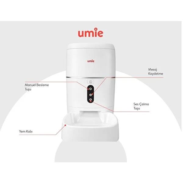 UMIE UM-PF2021A 6L Kapasiteli Sesli Mesaj Otomatik Yem Kabı Wifi+BT Tuya Destekli Kedi Köpek Besleyici