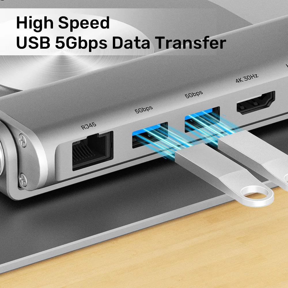 UNITEK 360D METAL 15.6” NOTEBOOK STAND VE 5 I 1 ARADA DOCKING STATION  (D1109B)