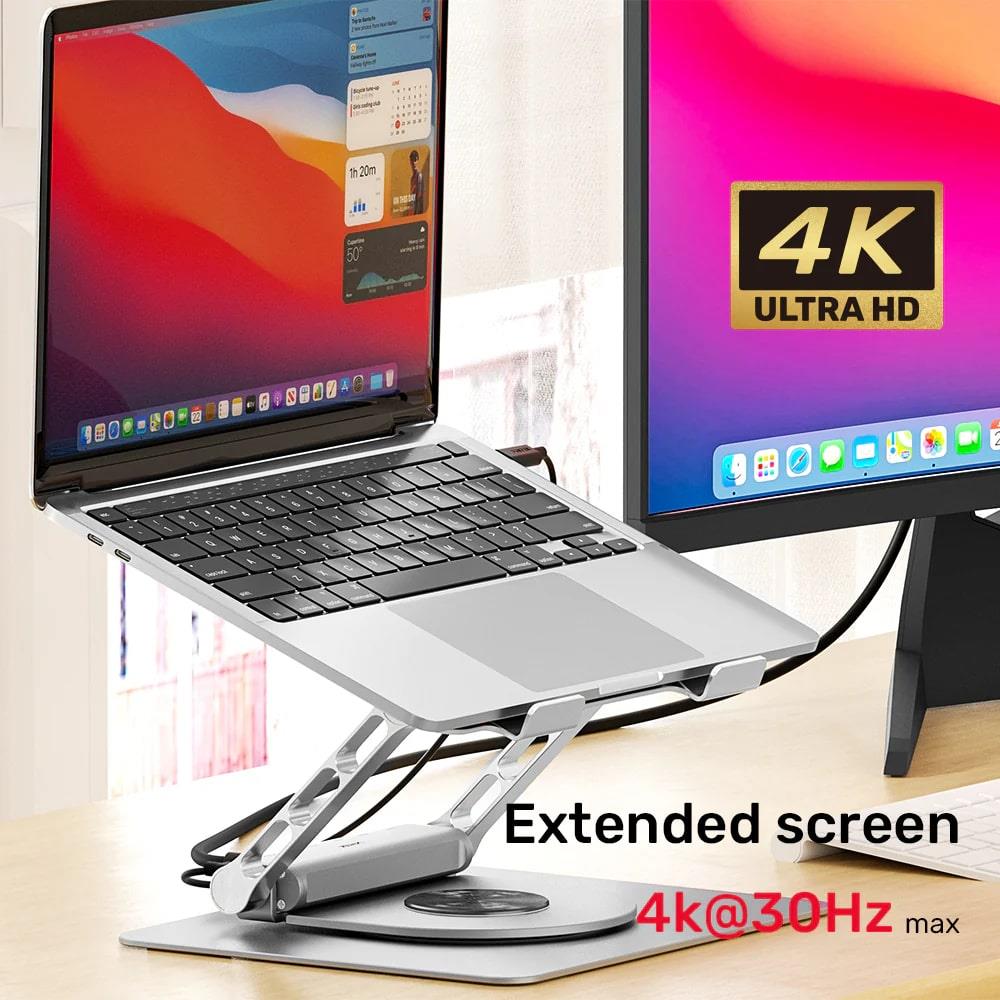 UNITEK 360D METAL 15.6” NOTEBOOK STAND VE 5 I 1 ARADA DOCKING STATION  (D1109B)