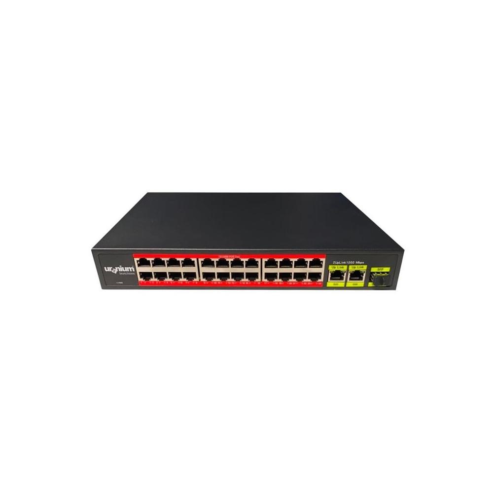 URANIUM POE-2421SFP-300W 24X10/100+2X GIGABIT UPLINK +1XSFP 250 METRE POE COMBO RACK TIPI SWITCH