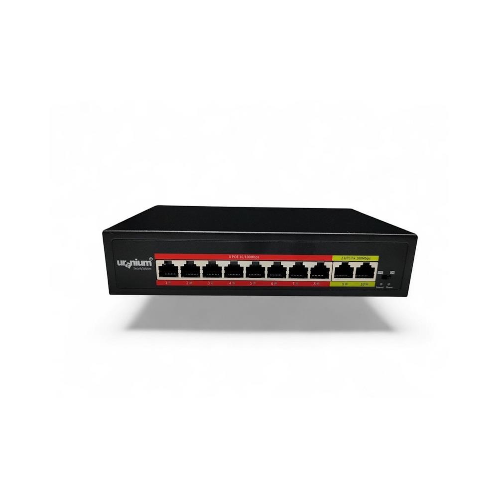 URANIUM POE-8002-96W 8 PORT 10/100 + 2 PORT 10/100 RJ45 UPLINK WATCH-DOG POE SWITCH (REALTEK CHIPSET)