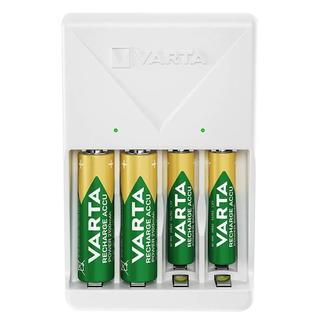 Varta Plug AA/AAA Kalem Pil Şarj Cihazı Aleti - 4 Adet 2100mAh AA HR6 NI-MH Şarj Edilebilir Pil Hediyeli