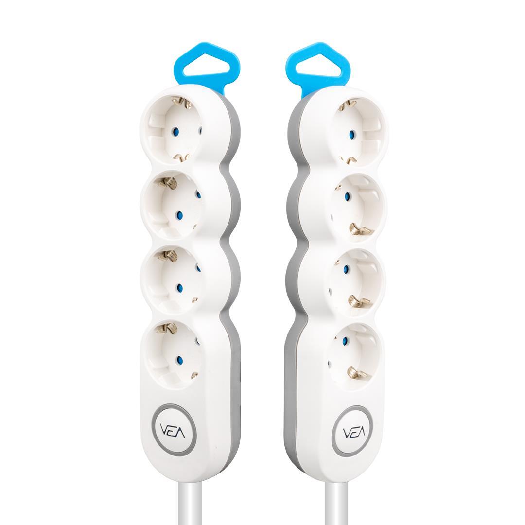 Vea VE-2S4S 4Lü 1.5 Metre Kablolu Anahtarlı Grup Priz
