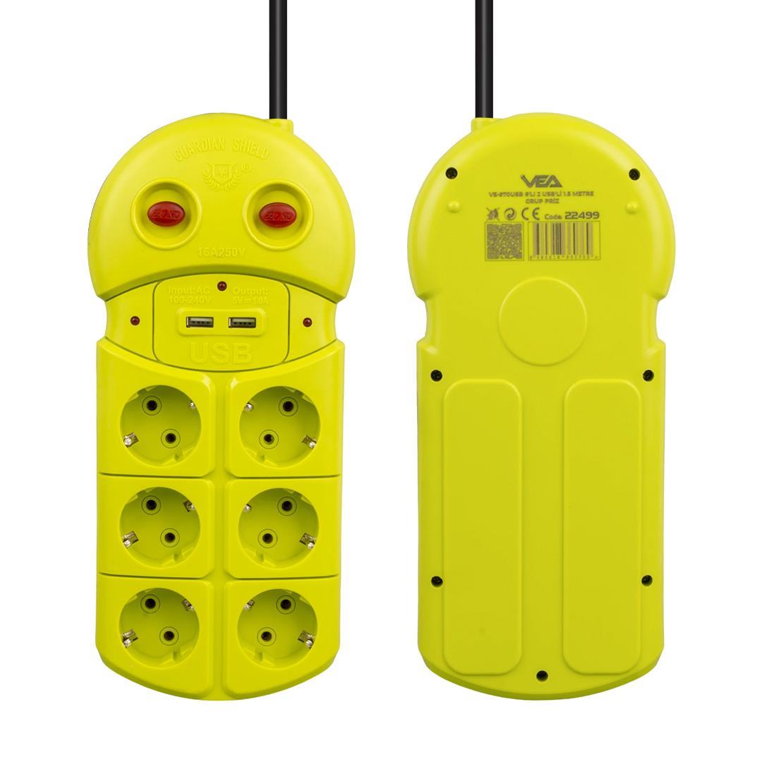 Vea VE-970USB 6Lı 2 USBli 1.5 Metre Grup Priz