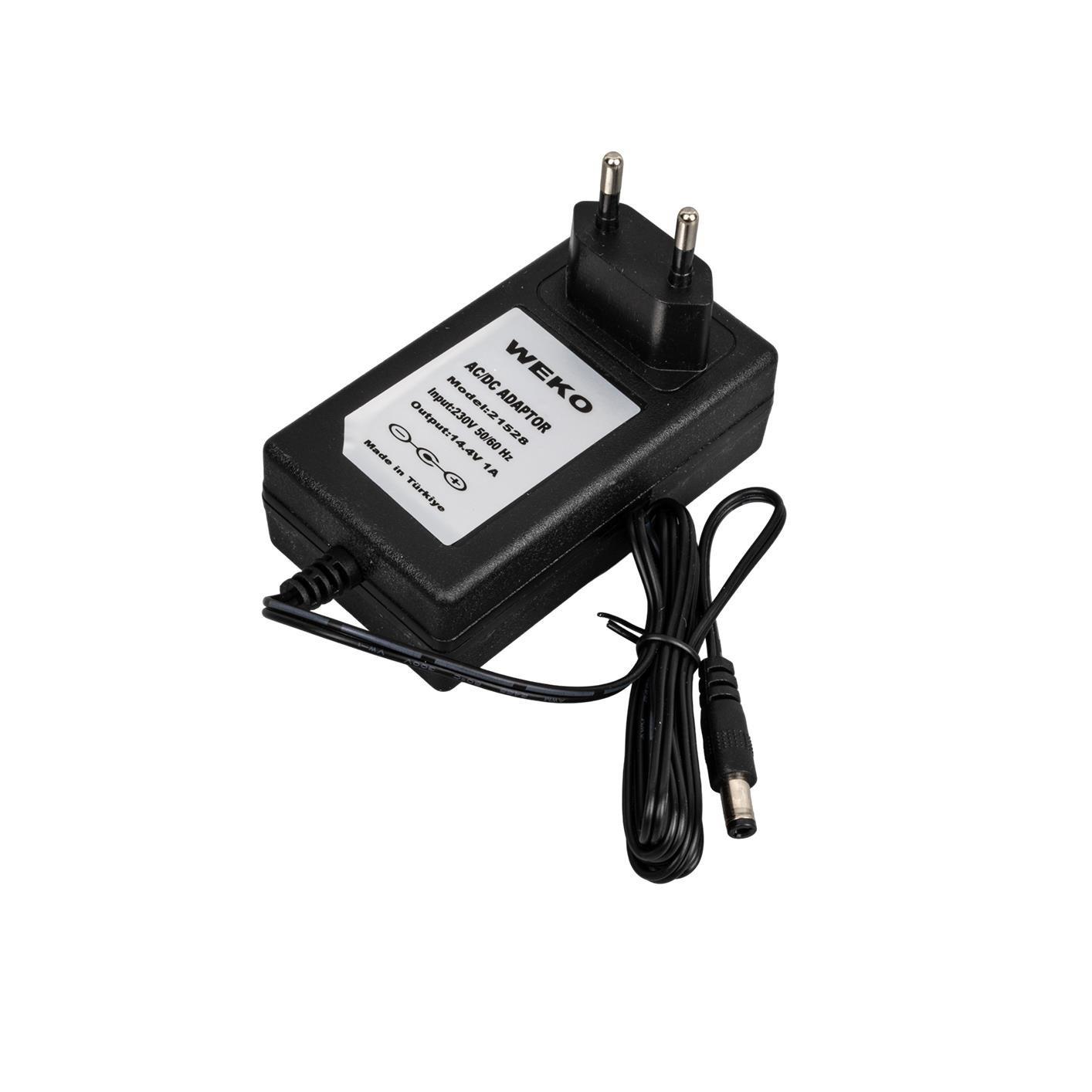 Weko 14.4 Volt - 1 Amper 5.5*2.5 Uçlu Plastik Işıklı Kasa Priz Tip Adaptör