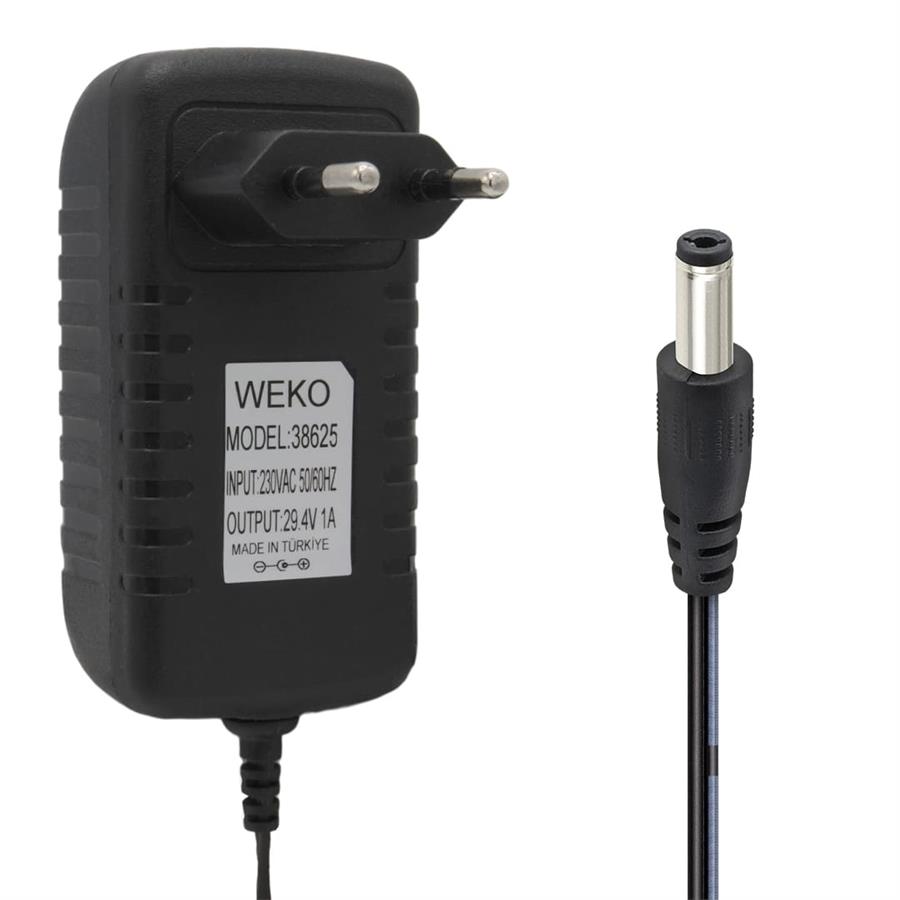 Weko 29.4 Volt - 1 Amper 5.5x2.5mm Uçlu Yerli Üretim Priz Tipi Adaptör 1.2 Metre Uzunluk