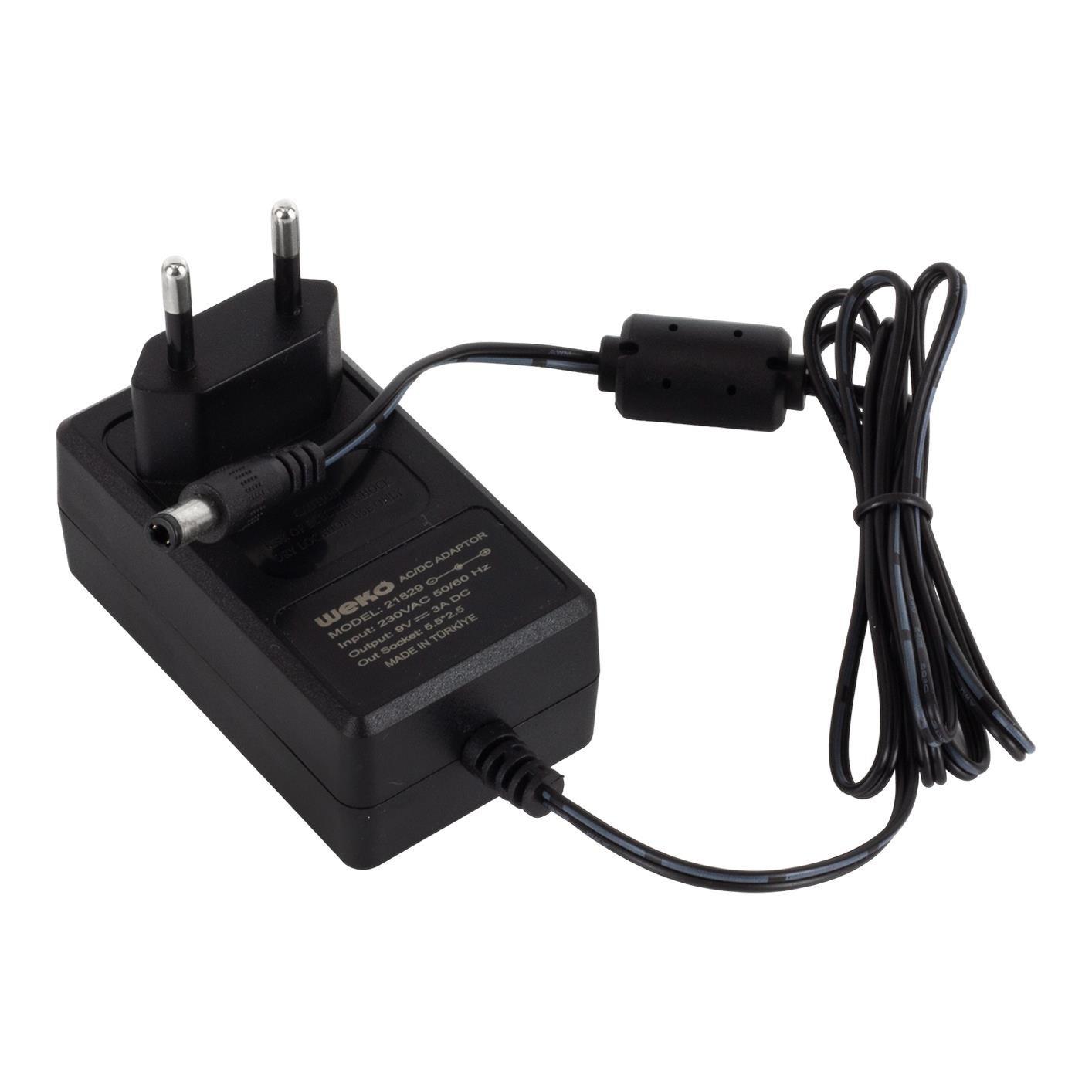 Weko 9 Volt - 3 Amper  5.5x2.5 Uçlu Priz Tipi Plastik Kasa Adaptör