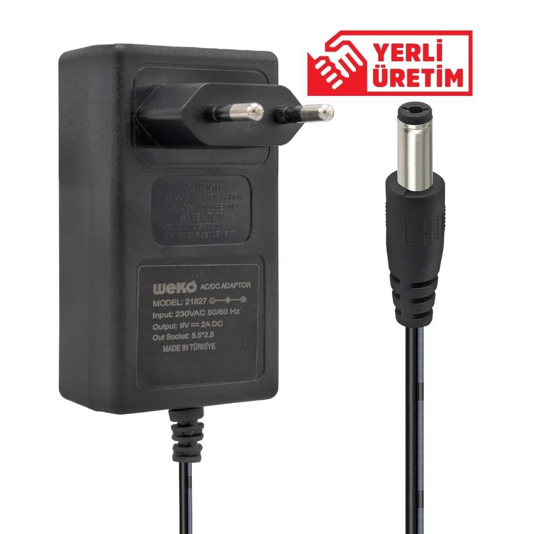 Weko 9 Volt 2 Amper Priz Tipi Plastik Kasa Adaptör 5.5*2.5 Uç