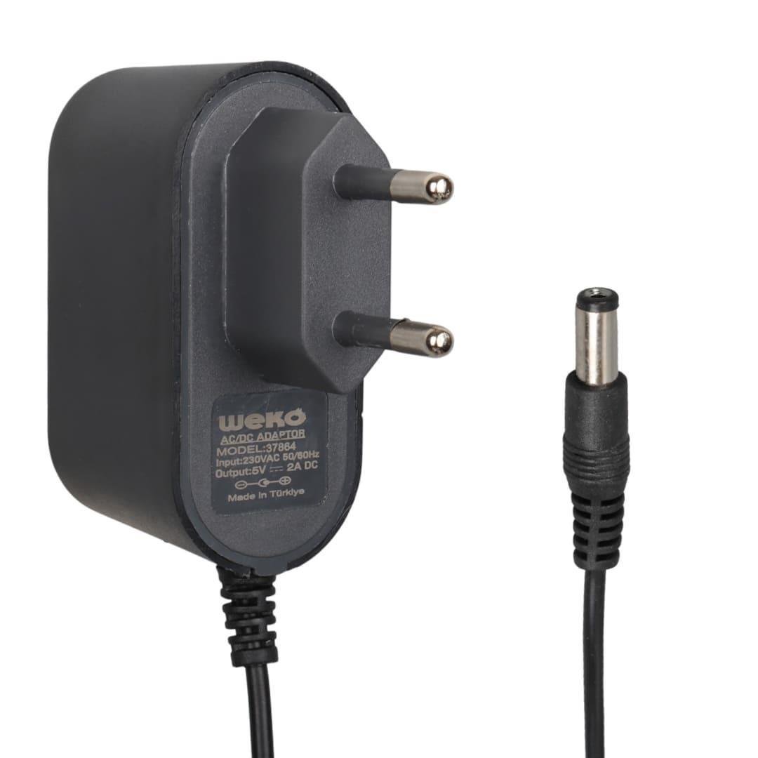 Weko WK- 37864 Plastik Kasa 5 Volt - 2 Amper 5.5*2.1 Mm Uçlu Yerli Üretim Priz Tipi Adaptör