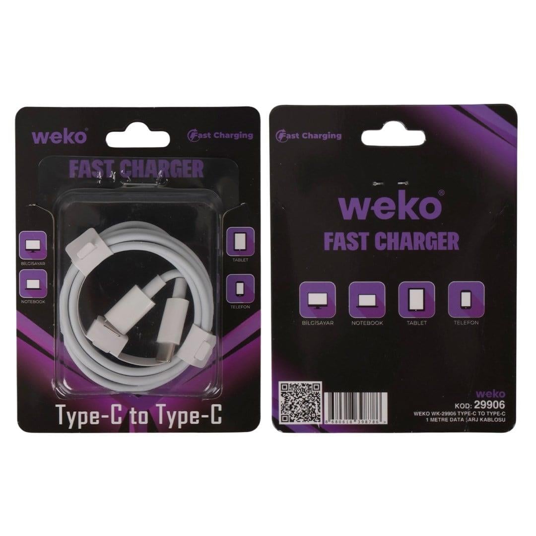 Weko WK-29906 Beyaz 1 Metre Type-C to Type-C Şarj - Data Aktarım Kablosu