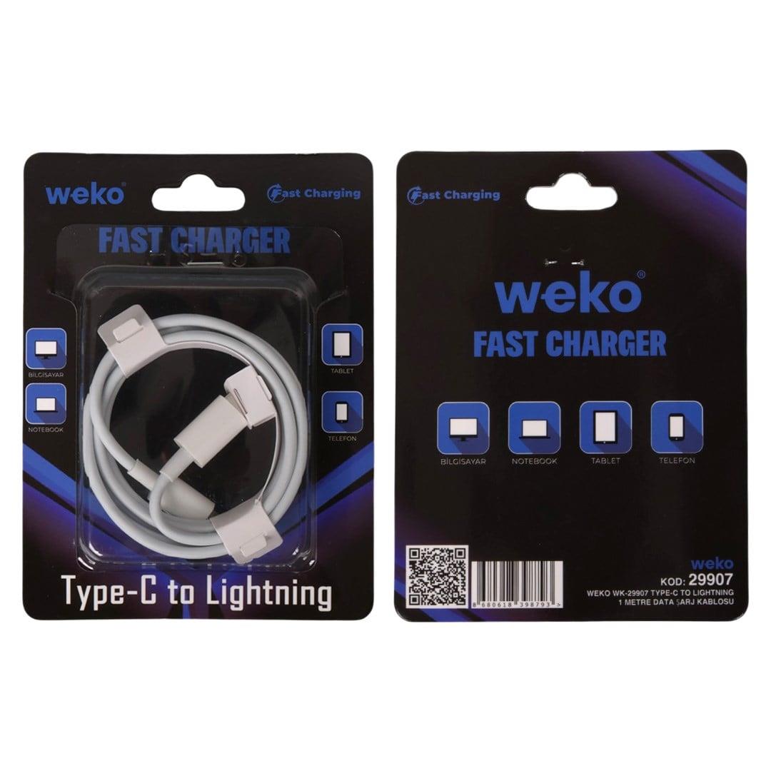 Weko WK-29907 Beyaz 1 Metre Type-C to Lightning Şarj - Data Aktarım Kablosu