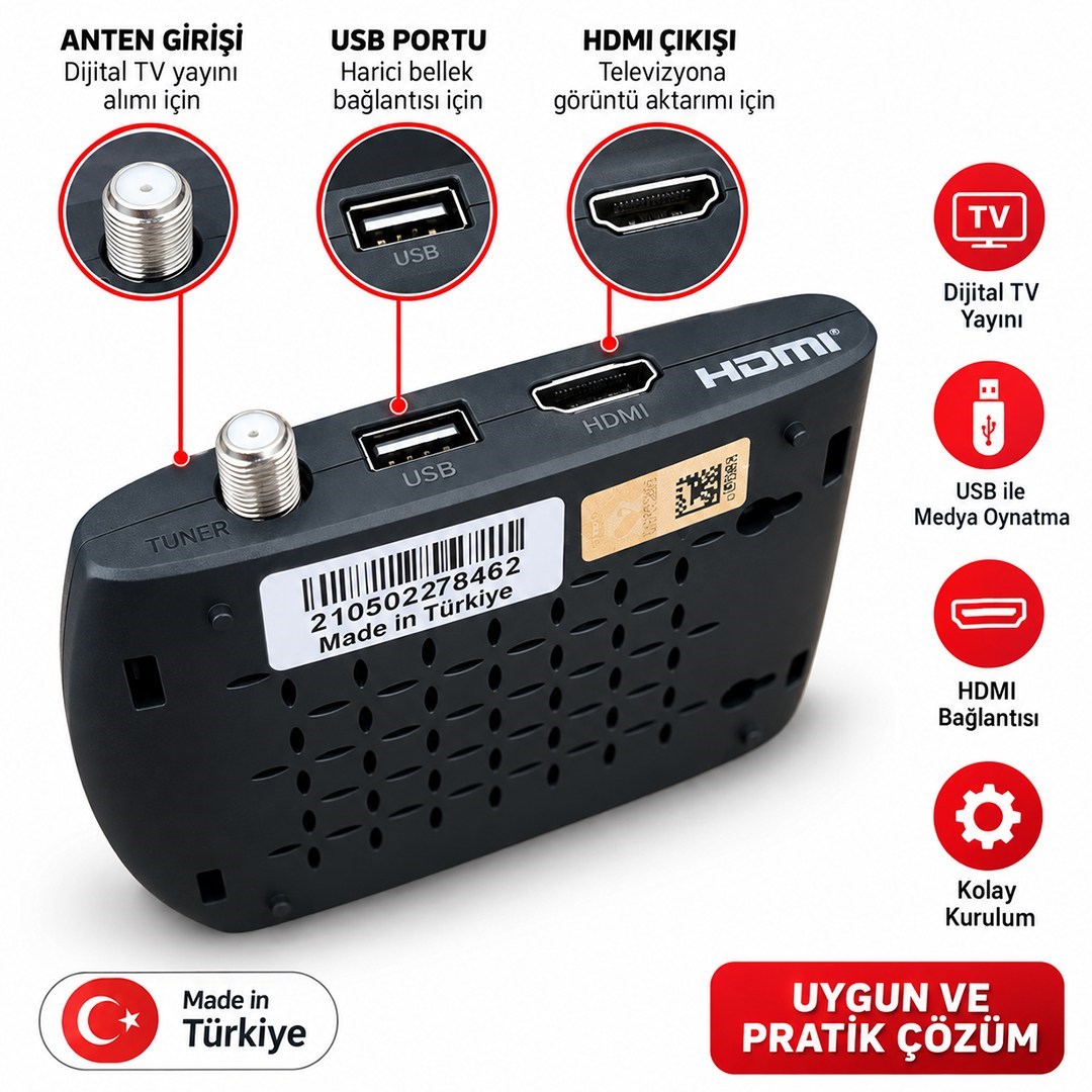 Wismann W2000 Full HD Dijital Mini Uydu Alıcısı HDMI TKGS 8000 Kanal Hafızalı
