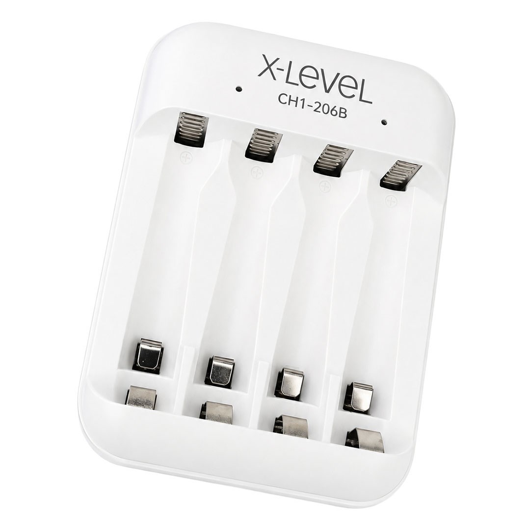 X-LEVEL CH1-206B 4 Yuvalı USB-C Girişli Akıllı AA/AAA Ni-MH Hızlı Pil Şarj Cihazı