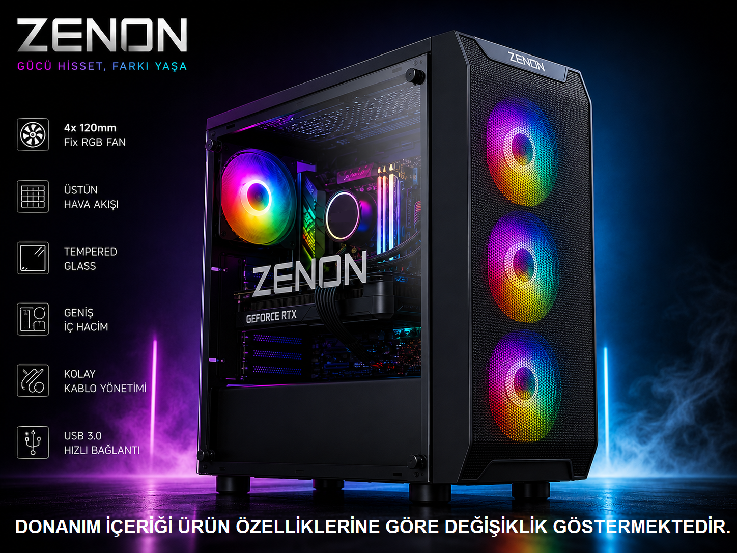 ZENON Gaming ZG-167 i7-14700F 16GB 1TB SSD 8gb RTX5060 DOS Masaüstü Oyun Bilgisayarı (3 Yıl Garanti)